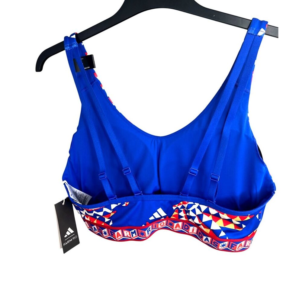 Adidas X Farm Rio Medium-Support Blue Bra Plus Size Adjustable Straps 2X - Picture 8 of 10